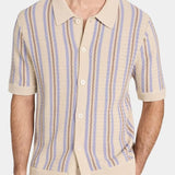 Jason - Wide Stripe Knit Polo with Button Placket
