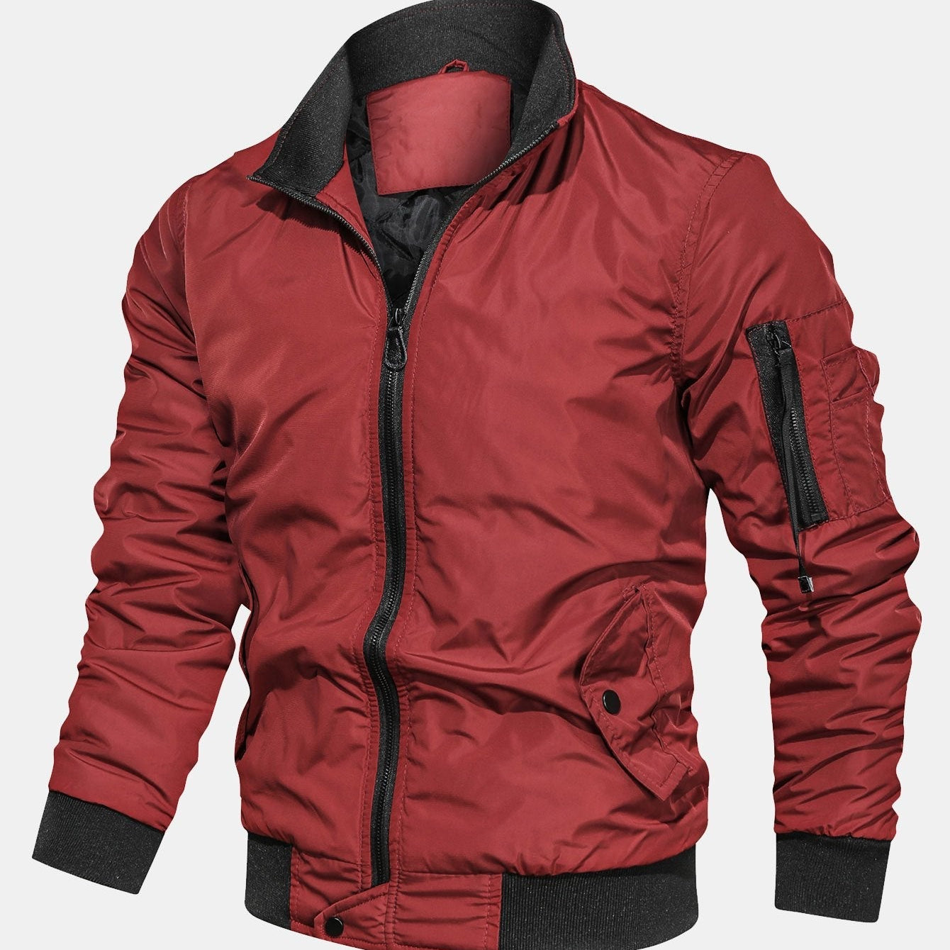 Knox - Bomber Jacket with Funnel Neck Collar