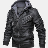 Zack - Faux Leather Jacket with Detachable Hood