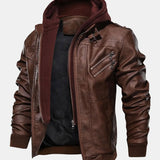 Zack - Faux Leather Jacket with Detachable Hood