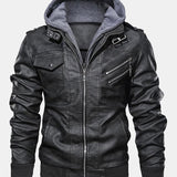 Zack - Faux Leather Jacket with Detachable Hood