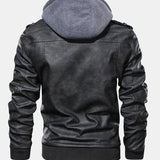 Zack - Faux Leather Jacket with Detachable Hood