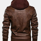 Zack - Faux Leather Jacket with Detachable Hood