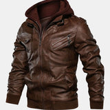 Zack - Faux Leather Jacket with Detachable Hood