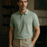 Mitchell - Sage Green Polo with Classic Collar