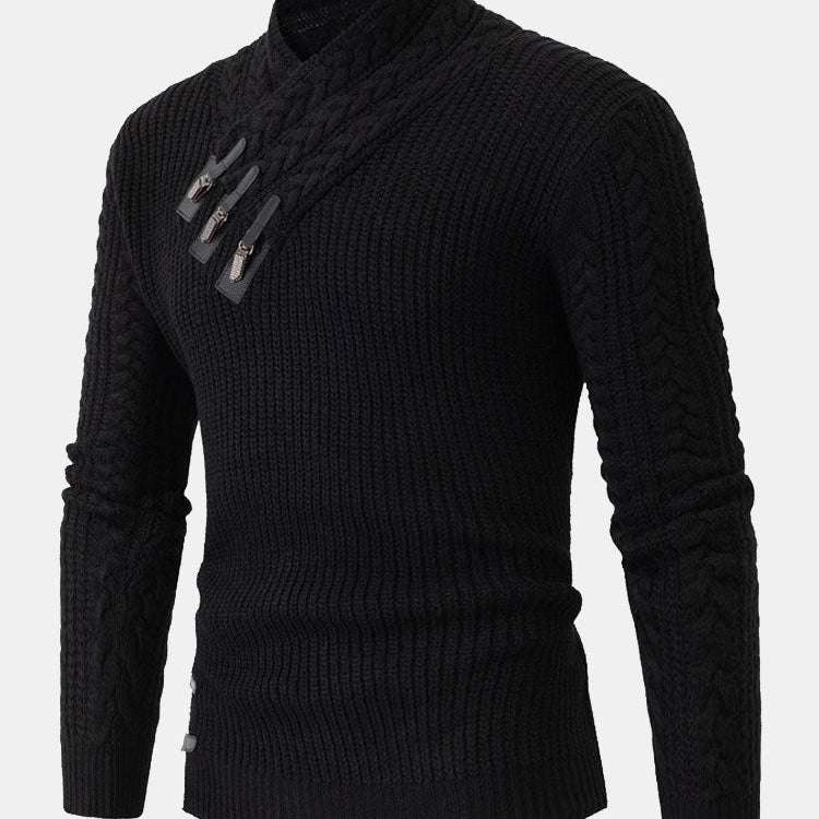 Gordon - Turtleneck Sweater with Leather Buckle Details