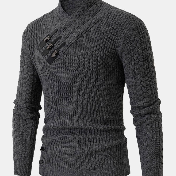 Gordon - Turtleneck Sweater with Leather Buckle Details
