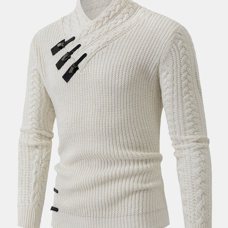 Gordon - Turtleneck Sweater with Leather Buckle Details