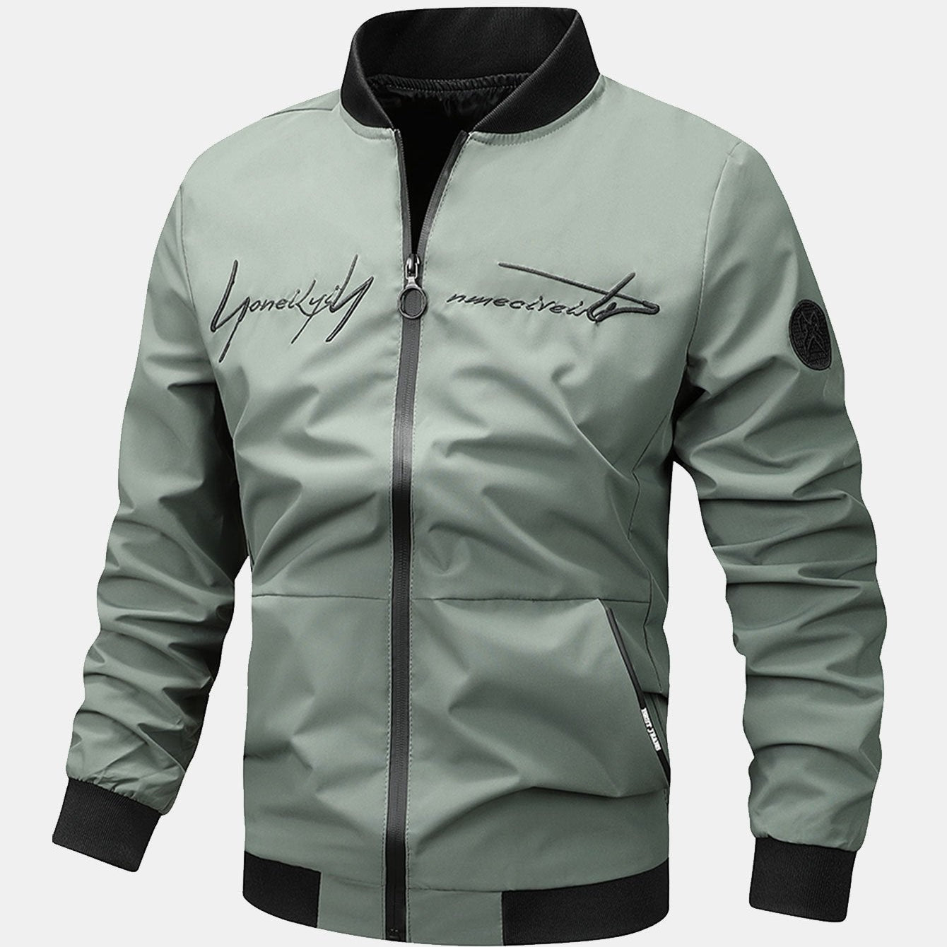 Preston - Zip-Up Bomber Jacket with Text Print