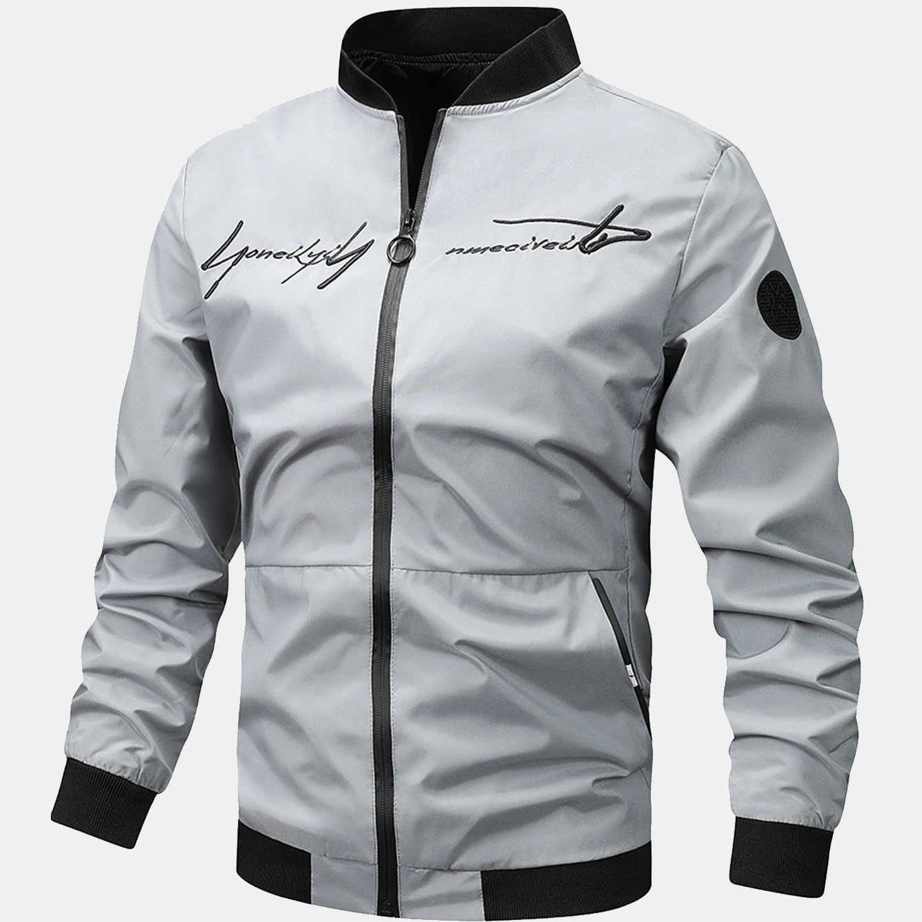 Preston - Zip-Up Bomber Jacket with Text Print