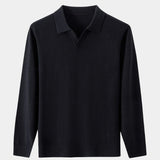 Landon - Brown Long Sleeve Open Collar Polo