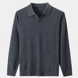 Landon - Brown Long Sleeve Open Collar Polo