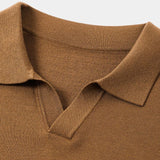 Landon - Brown Long Sleeve Open Collar Polo