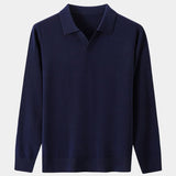 Landon - Brown Long Sleeve Open Collar Polo
