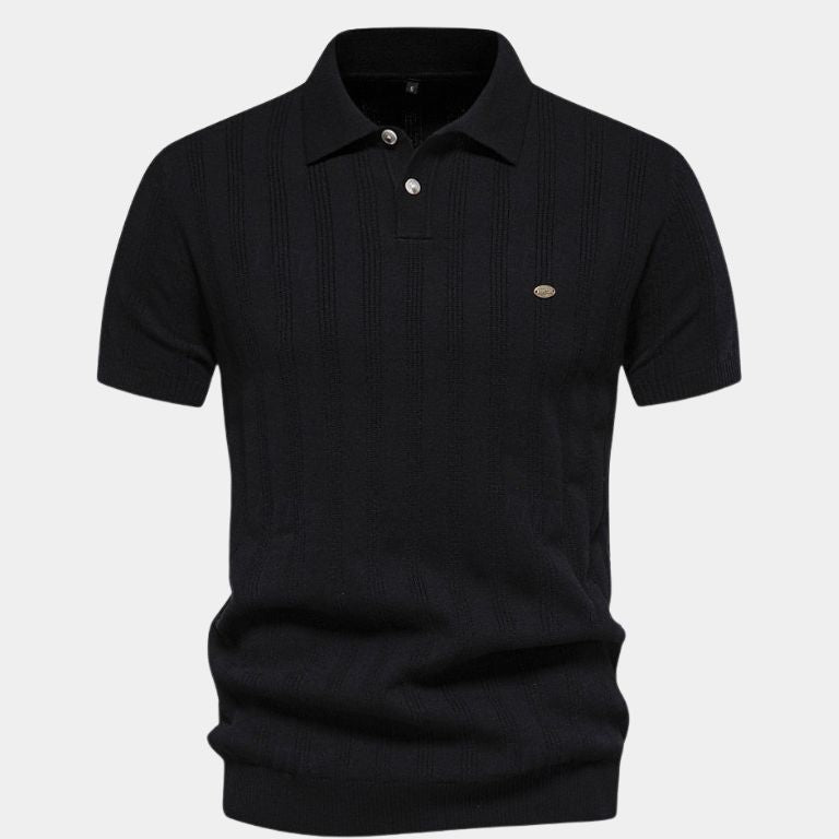 Keegan - Cream Textured Knit Polo