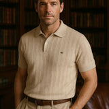 Keegan - Cream Textured Knit Polo