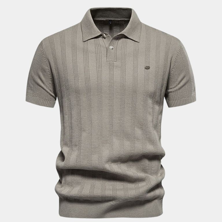 Keegan - Cream Textured Knit Polo