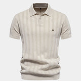 Keegan - Cream Textured Knit Polo