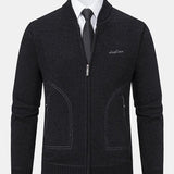 Gordon - Knitted Baseball Collar Zip Sweater
