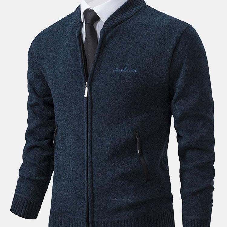 Gordon - Knitted Baseball Collar Zip Sweater