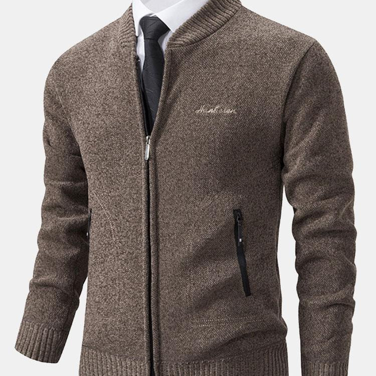 Gordon - Knitted Baseball Collar Zip Sweater