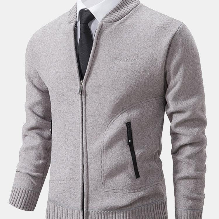 Gordon - Knitted Baseball Collar Zip Sweater