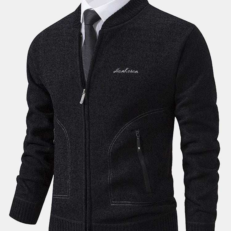 Gordon - Knitted Baseball Collar Zip Sweater