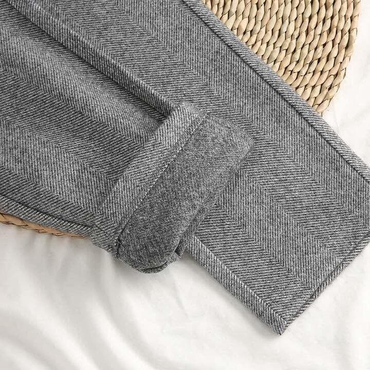 Clay men's herringbone pleated tapered pants in Grey, view 3