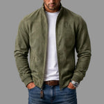 Forrest men's suede bomber jacket in Olive Green, view 7