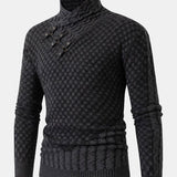 Fraser - Jacquard Knit Turtleneck with Leather Buckle Details