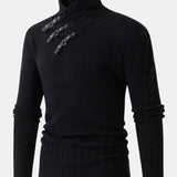 Fraser - Jacquard Knit Turtleneck with Leather Buckle Details