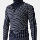 Fraser - Jacquard Knit Turtleneck with Leather Buckle Details