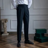 Jace men's front pleat straight leg pants in Black, view 3