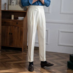 Jace men's front pleat straight leg pants in Beige, front view