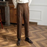 Jace men's front pleat straight leg pants in Brown, view 2