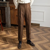 Jace men's front pleat straight leg pants in Brown, view 2
