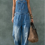 Harper - Elastic Waist Denim Jumpsuit