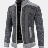 Ian - Faux Suede Patchwork Zip Sweater