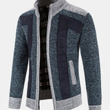 Ian - Faux Suede Patchwork Zip Sweater