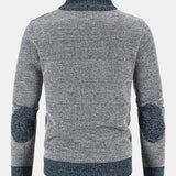 Ian - Faux Suede Patchwork Zip Sweater