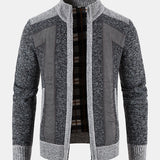 Ian - Faux Suede Patchwork Zip Sweater