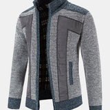 Ian - Faux Suede Patchwork Zip Sweater