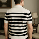 Jesse - Black and White Striped Polo