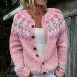 Solène - Cardigan à imprimé de losanges et boutons