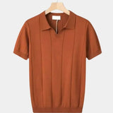 Jeremy - Blue Textured Open Collar Polo