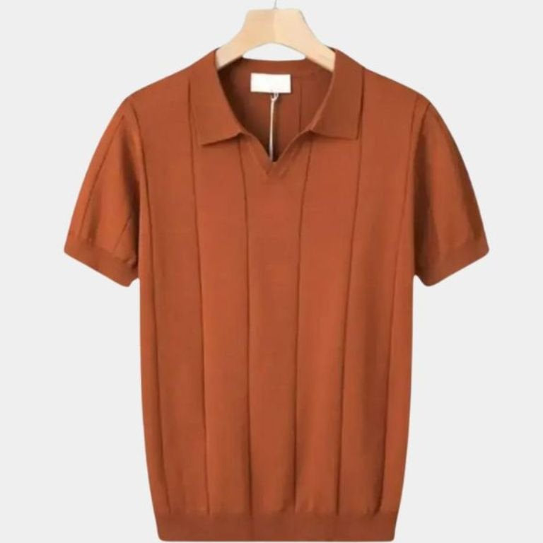Jeremy - Blue Textured Open Collar Polo