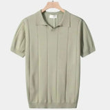 Jeremy - Blue Textured Open Collar Polo