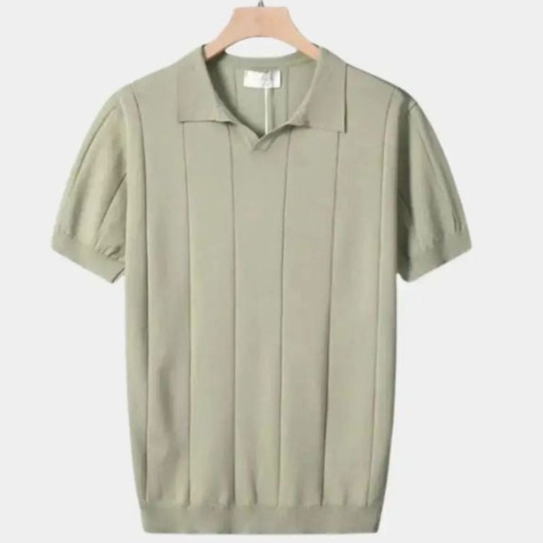 Jeremy - Blue Textured Open Collar Polo
