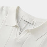 Jeremy - Blue Textured Open Collar Polo