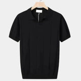 Jeremy - Blue Textured Open Collar Polo